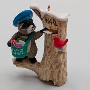 Hallmark Keepsake Mail Call 1989, Raccoon Mail Carrier Christmas Ornament
